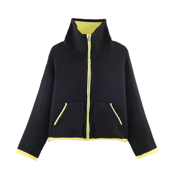 Damen modische Oversized Fleecejacke mit hohem Kragen und praktischen Taschen Drune