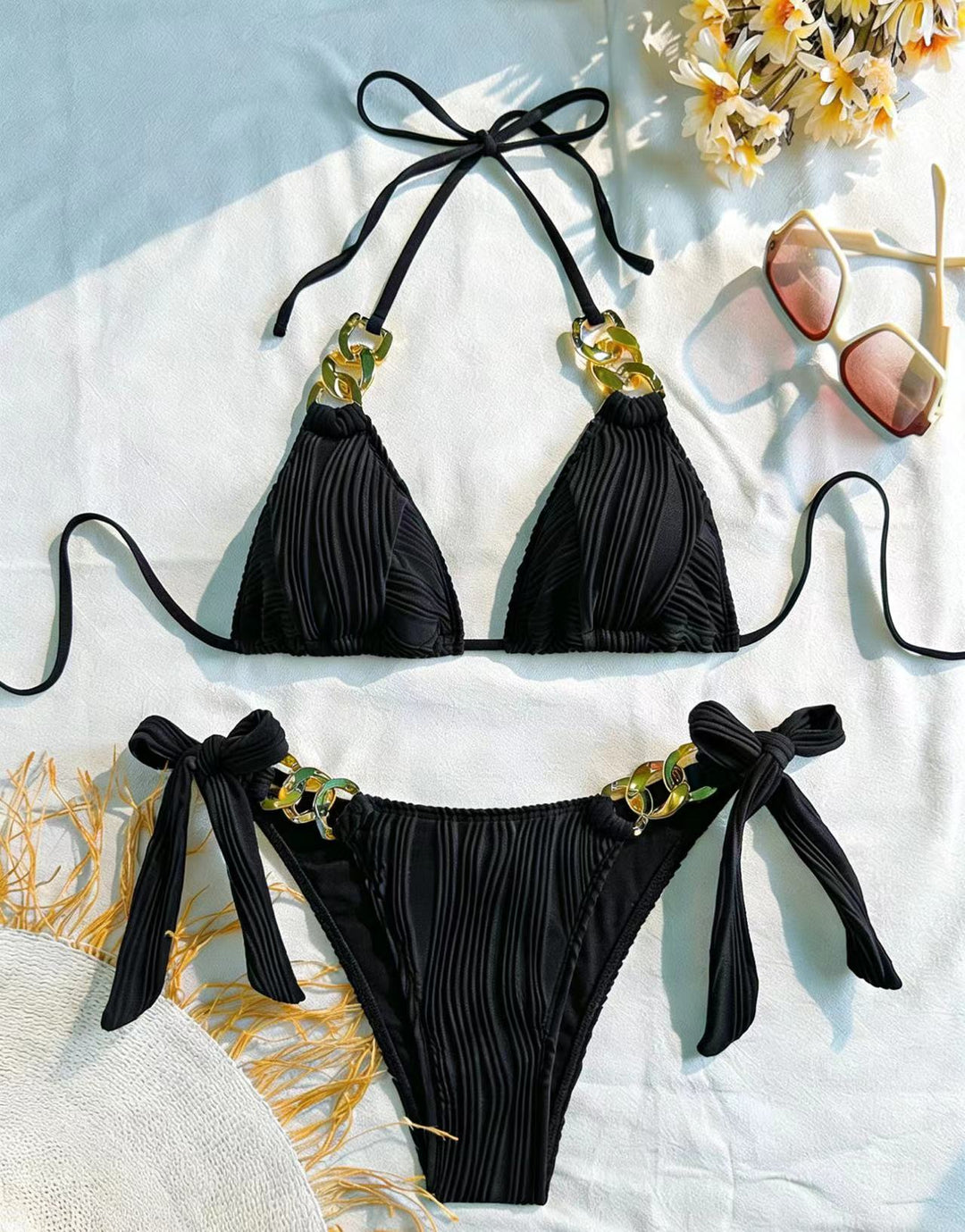 Damen Triangel-Bikini mit raffinierten Kettendetails Drune