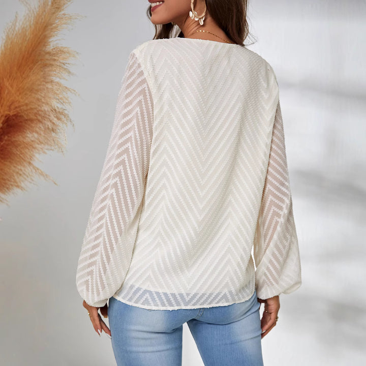 Damen Viskosebluse mit voluminösen Ärmeln und modernem Strukturmuster Drune
