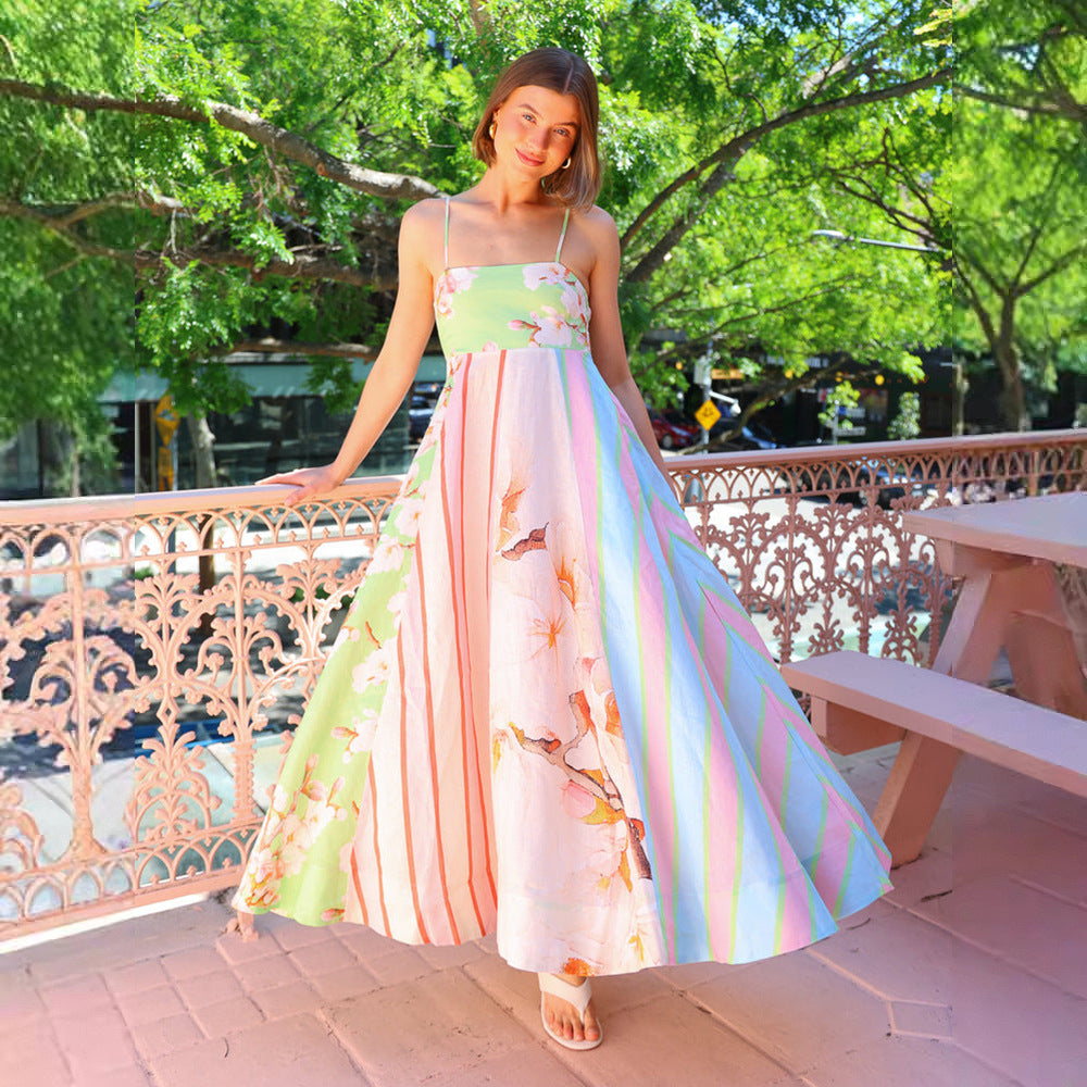 Damen Maxikleid mit verspielten Mustern und fließendem Stoff Drune