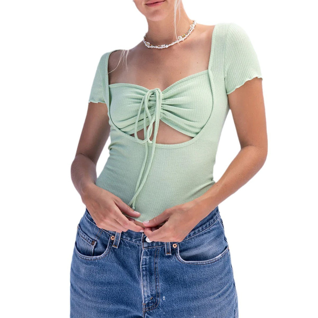 Damen figurbetonter Body mit kreativem Cut-Out und Wickeldetail Drune