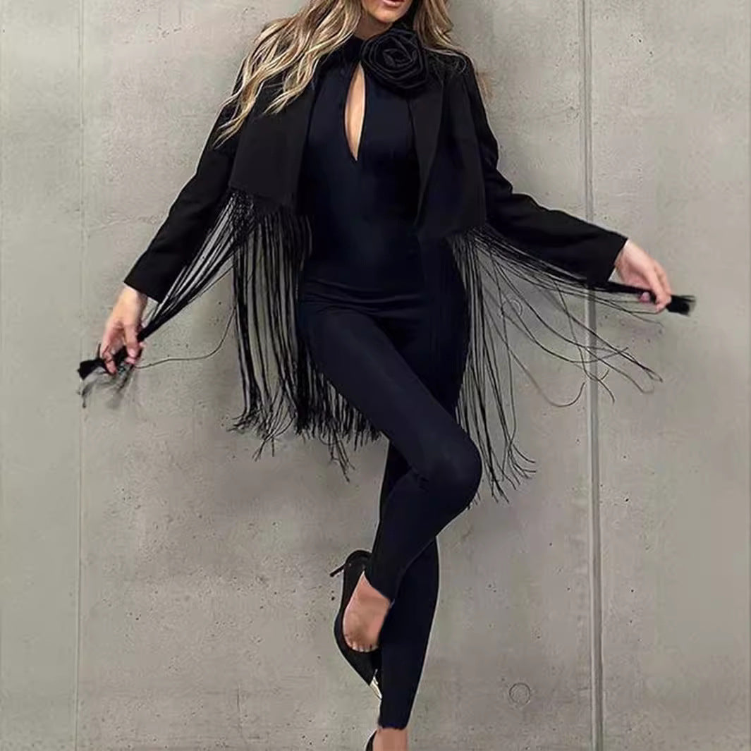 Damen Jumpsuit mit Dekolleté und floralem Akzent Drune