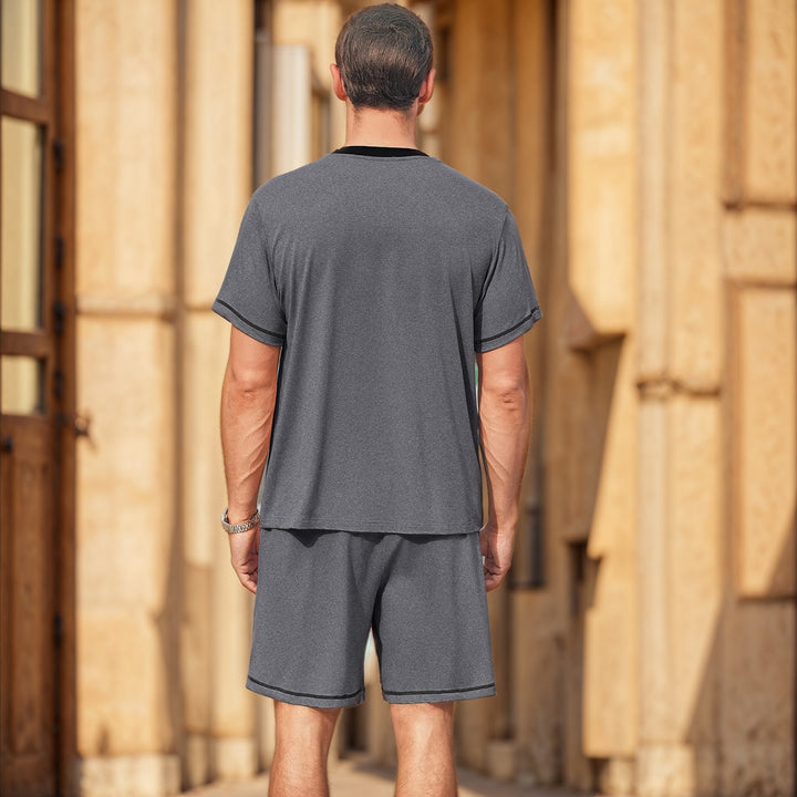 Herren lässiges Freizeit-Set aus atmungsaktivem Material mit modernem V-Ausschnitt Drune