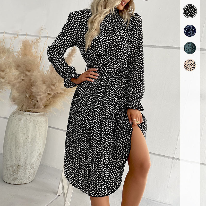 Damen Midi-Wickelkleid mit modischem Rüschensaum und elegantem Taillengürtel Drune