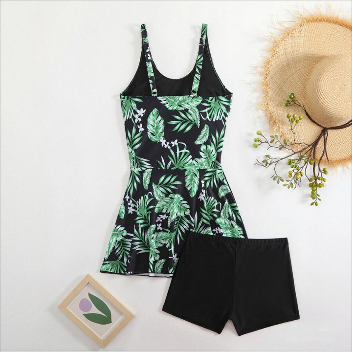 Damen Sportlicher Badeanzug mit floralem Design und integrierten Shorts Drune