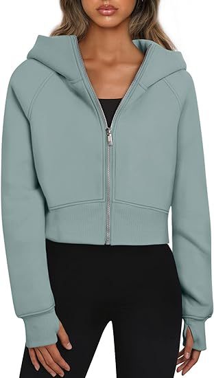 Damen cropped Kapuzenjacke mit Reißverschluss Drune