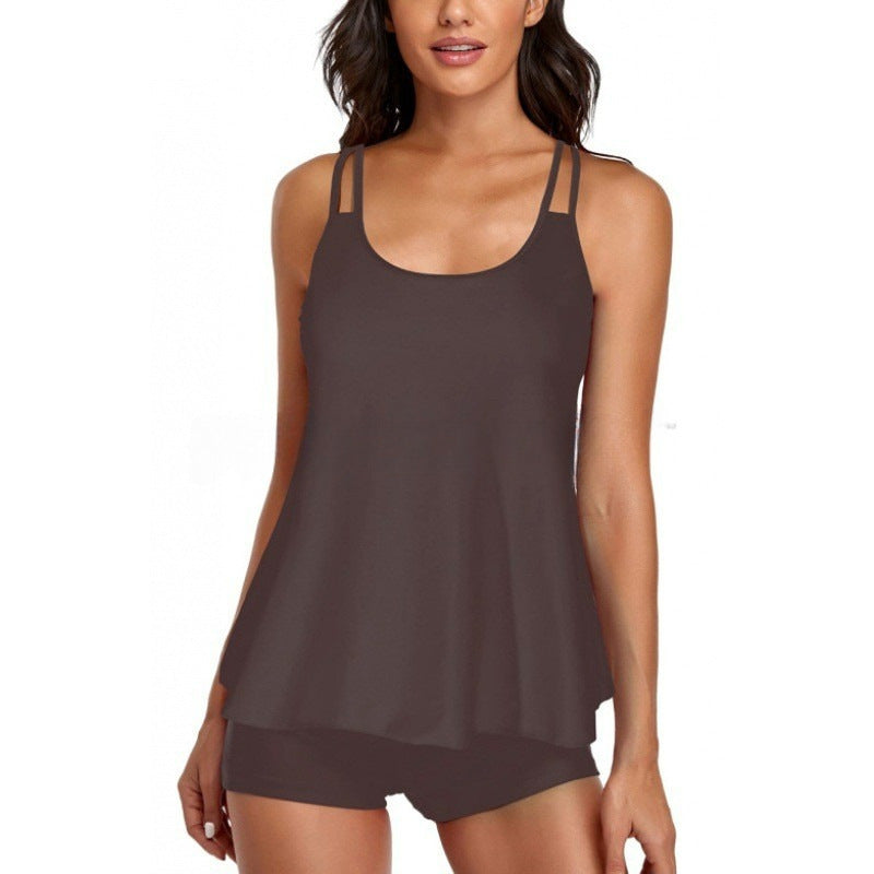 Damen Sportliches Tankini-Set mit bequemem Shorts und verstellbaren Trägern Drune