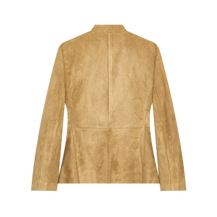 Damen Wildlederjacke im Militärstil mit Stehkragen Drune