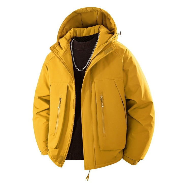 Herren Wattierte Kapuzen-Outdoorjacke mit wasserabweisender Membran und technischen Reißverschlusstaschen Drune