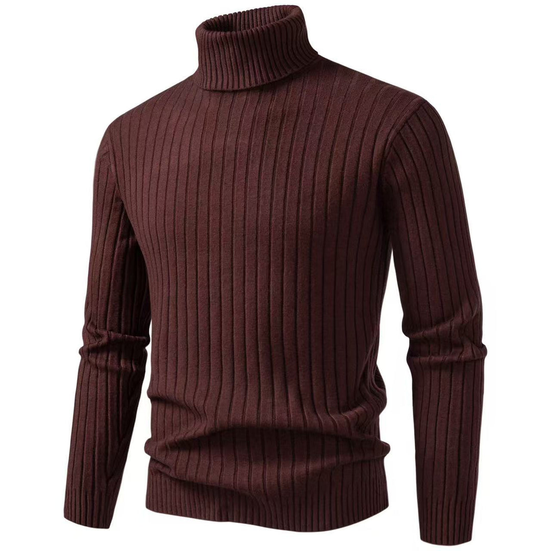 Herren nan gerippter Feinstrick-Rollkragenpullover Slim Fit Drune