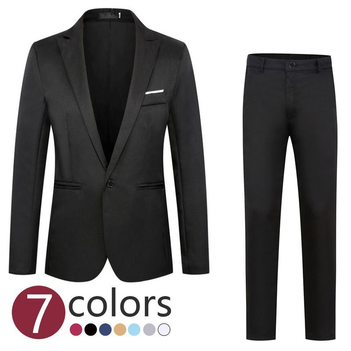 Herren nan tailliertes Anzugset aus feinem Satin mit schlanker Silhouette und Ein-Knopf-Sakko Drune