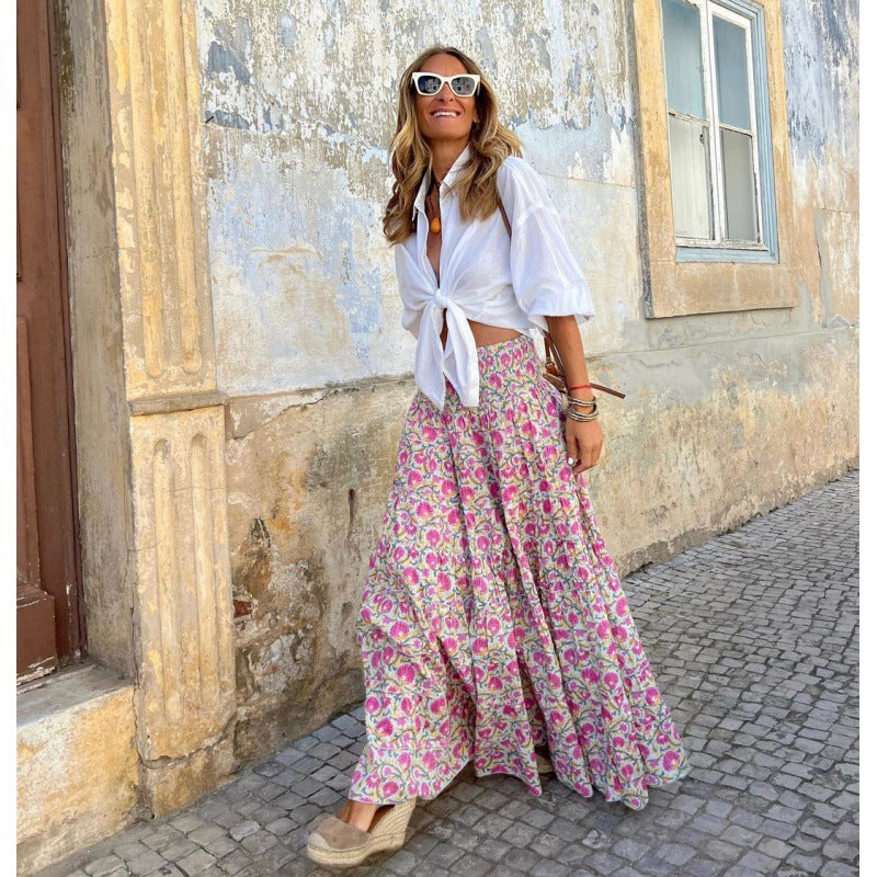 Damen Maxi-Rock mit floralem Muster Drune