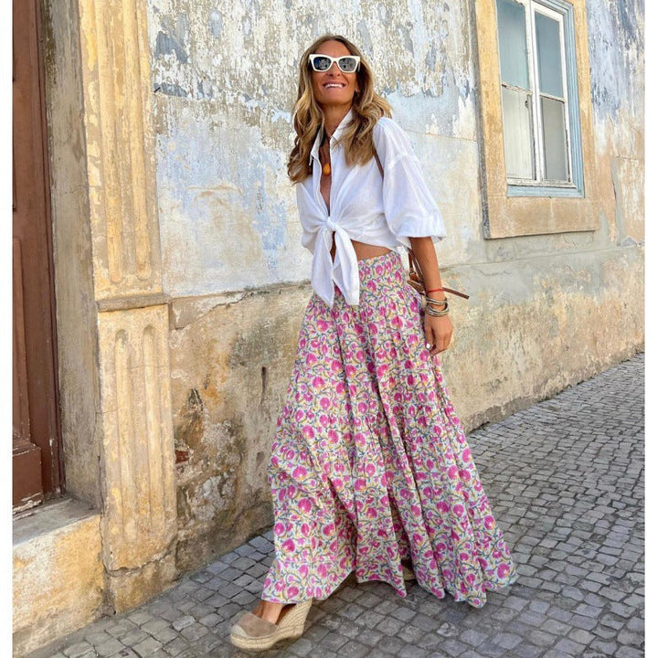 Damen Maxi-Rock mit floralem Muster Drune