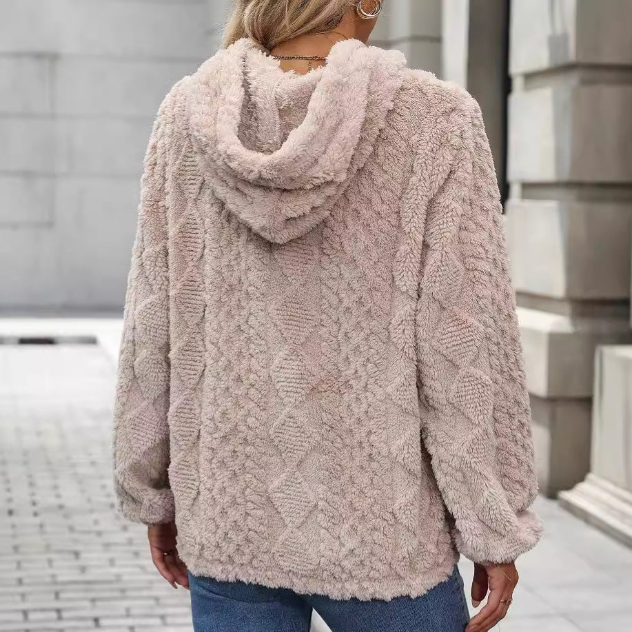 Damen Fleece-Pullover mit Kapuze Drune