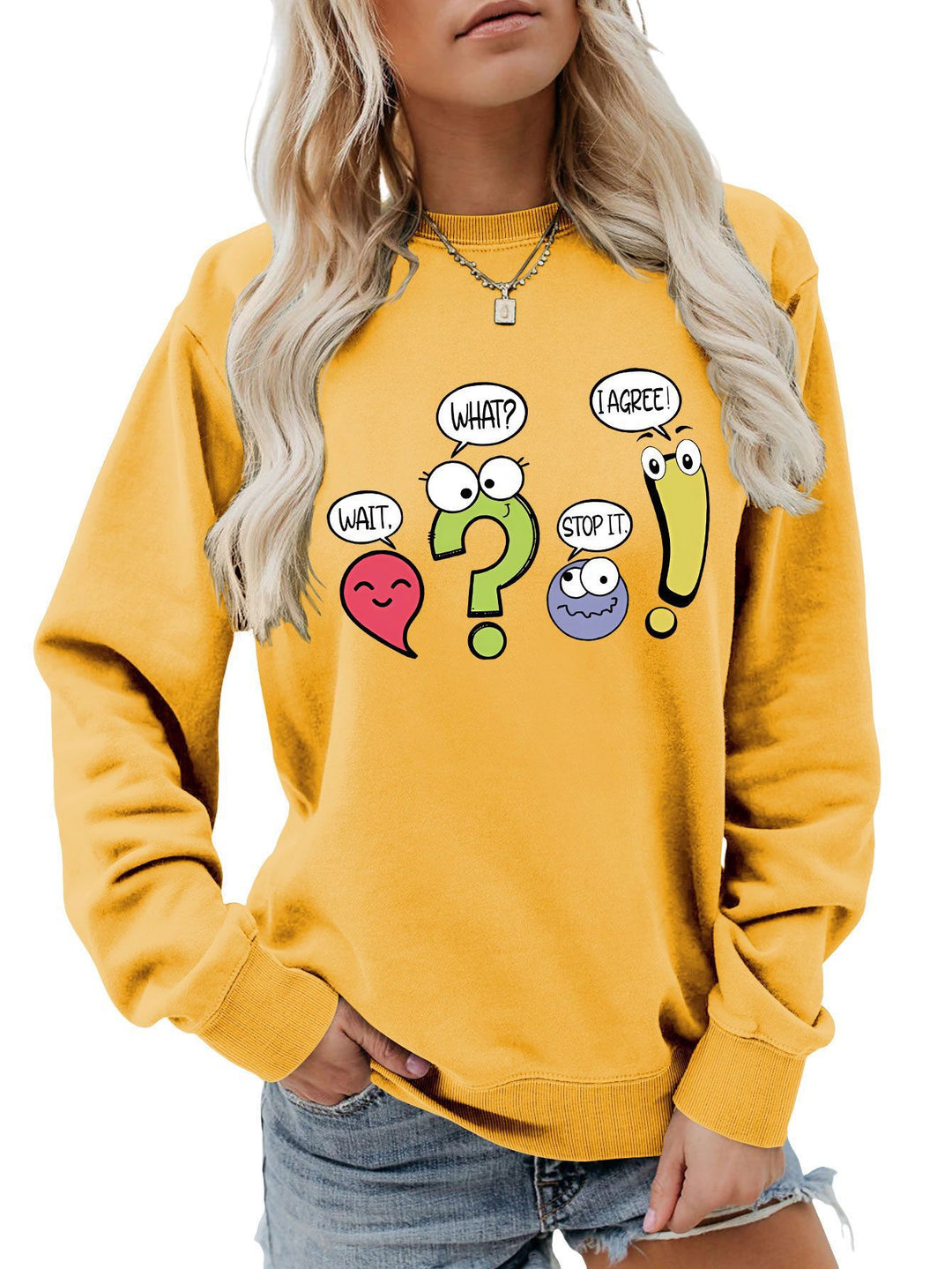 Damen lässiger Pullover mit humorvollem Print Drune