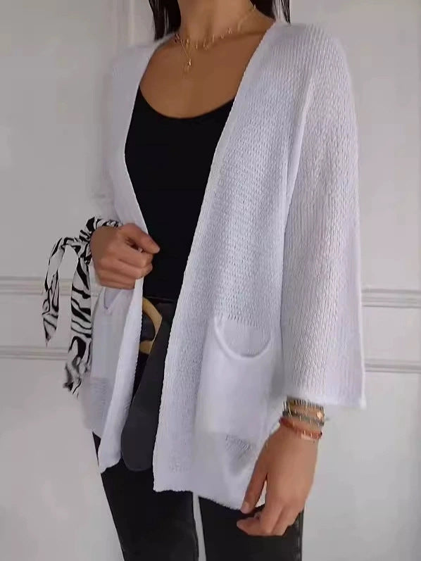 Damen luftiger Strick-Cardigan mit Taschen und weitem Schnitt Drune