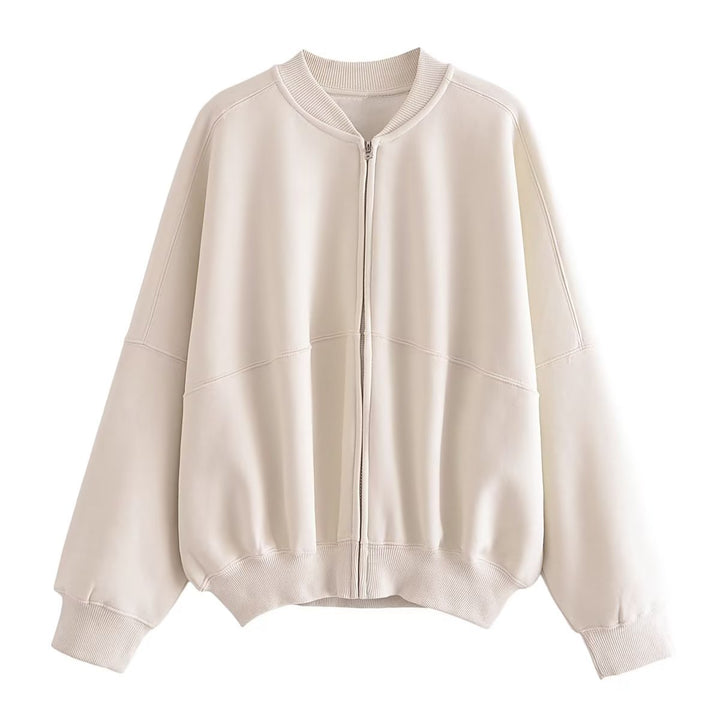 Damen lässige Sweatjacke mit hohem Kragen und praktischen Taschen Drune