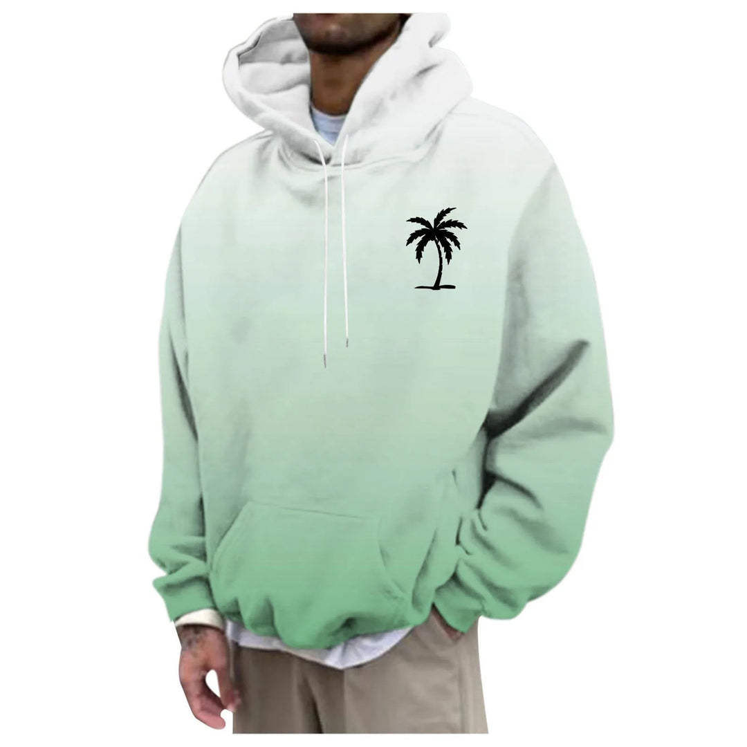 Unisex Trendiger Oversized Kapuzenpullover mit Farbverlauf und Palmenmotiv Drune
