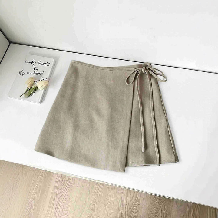 Damen Wickelrock aus hochwertigem Leinenstoff mit eleganter Schleifenbindung Drune