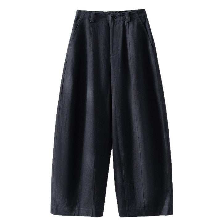 Damen Hochtaillierte weite Culotte-Hose aus Leinen‑Mix mit Bügelfalte und Eingrifftaschen Drune