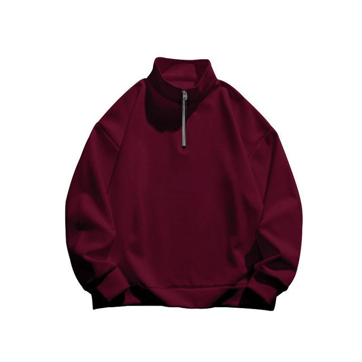 Unisex Relax-Halbzip-Sweatshirt mit hohem Stehkragen, Raglanärmeln und leicht angerauter Innenseite Drune