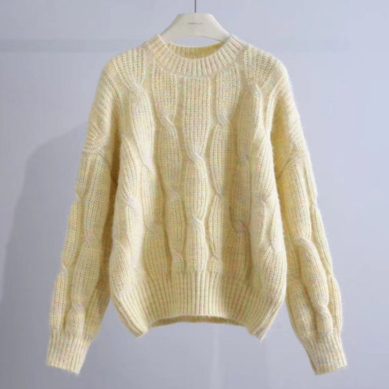 Damen Grobstrickpullover mit innovativem Wellenmuster Drune