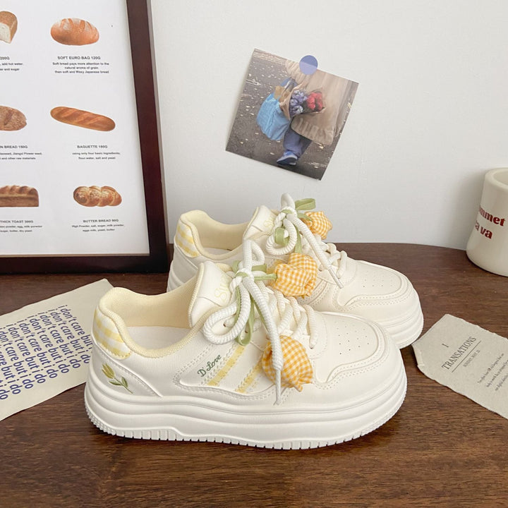 Damen Modische Sneakers mit verspielten Karomuster und komfortablen Schnürdetails Drune
