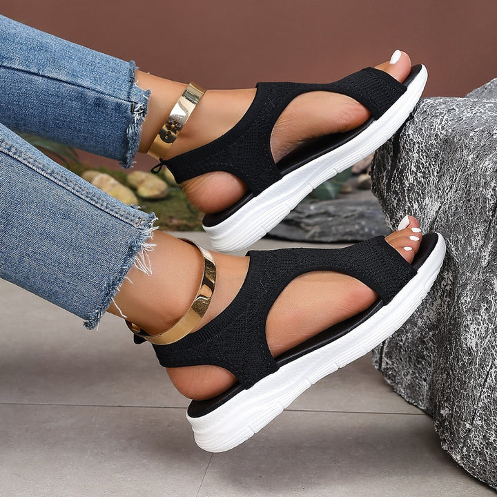 Damen modische Sport-Sandalen mit atmungsaktivem Strick-Obermaterial und rutschfester Sohle Drune