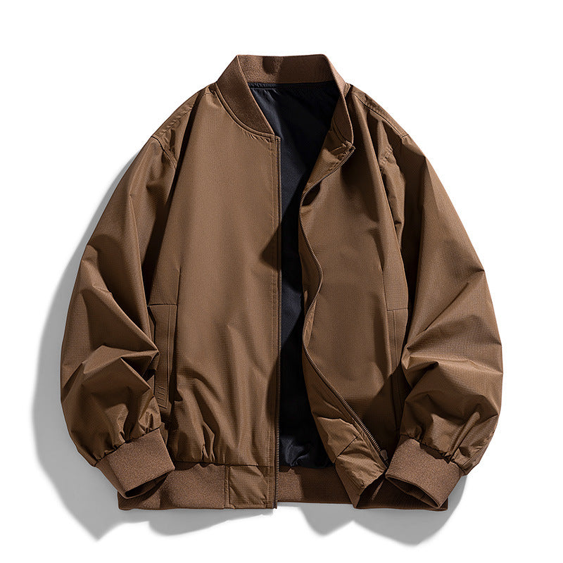 Men's  relaxed-fit zip-front utility jacket with ribbed collar elastic hem Drune