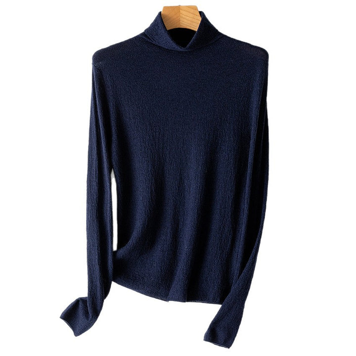 Damen Feiner Crinkle-Rollkragenpullover mit leichtem Fall Drune