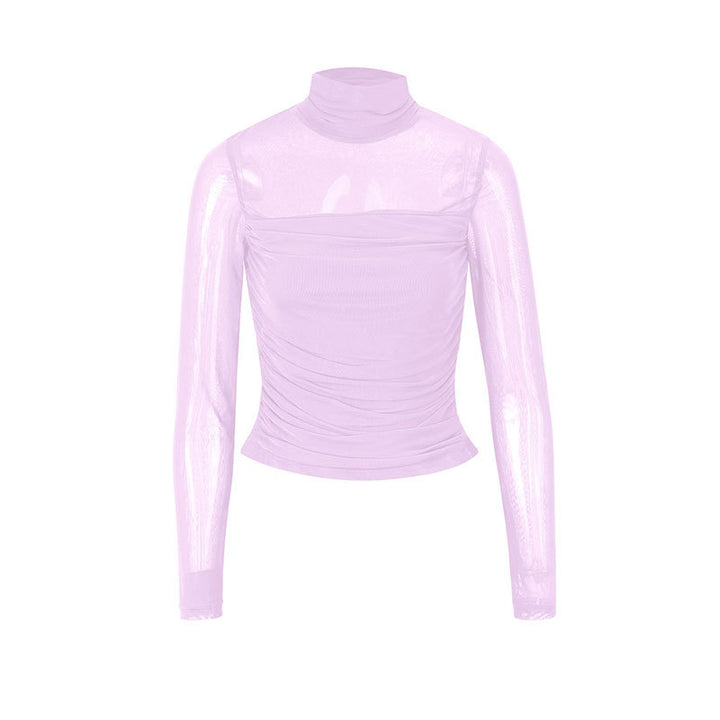 Damen Langarmshirt mit eleganter Raffung und transparentem Design Drune