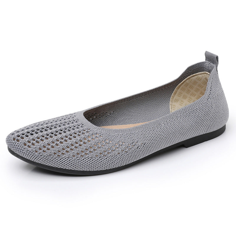Damen nan atmungsaktive gestrickte Ballerina-Slipper mit perforiertem Obermaterial und orthopädischem Memory-Fußbett Drune