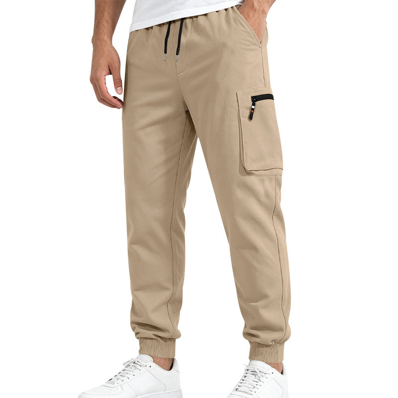 Herren Multifunktionale Slim-Jogginghose mit Cargo-Tasche, Elastischem Tunnelzug und Rippbündchen Drune