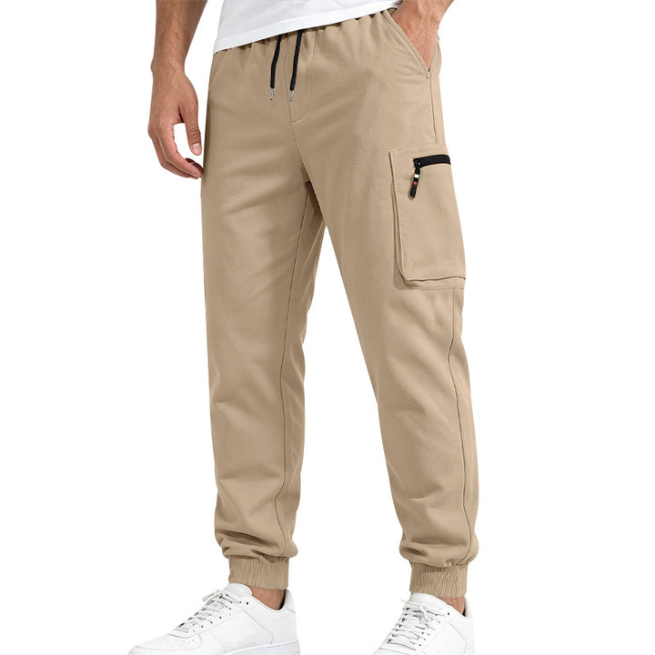 Herren Multifunktionale Slim-Jogginghose mit Cargo-Tasche, Elastischem Tunnelzug und Rippbündchen Drune