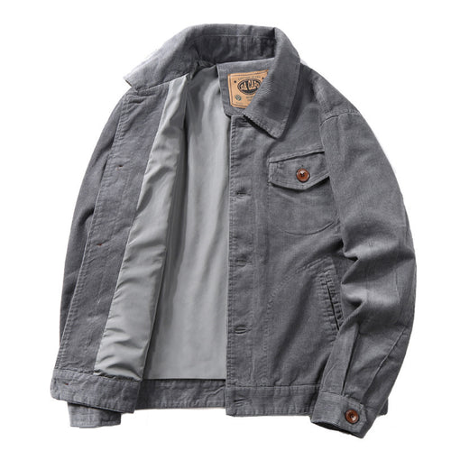 Herren Cord-Truckerjacke mit leichtem Innenfutter, Hemdkragen und aufgesetzter Brustklappe Drune