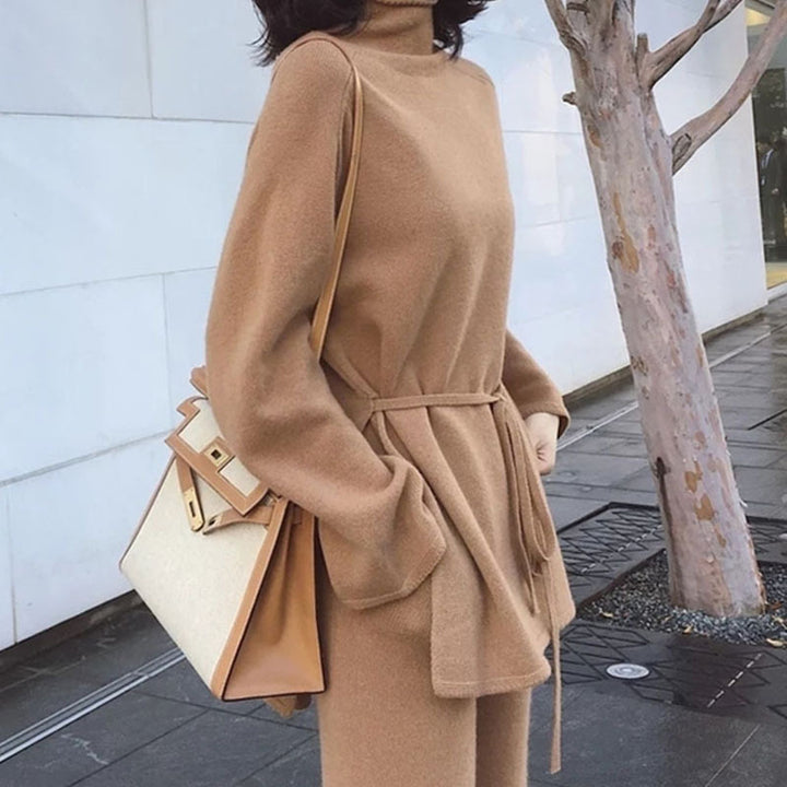 Damen Strickensemble mit lässigem Design und elegantem Gürtel Drune