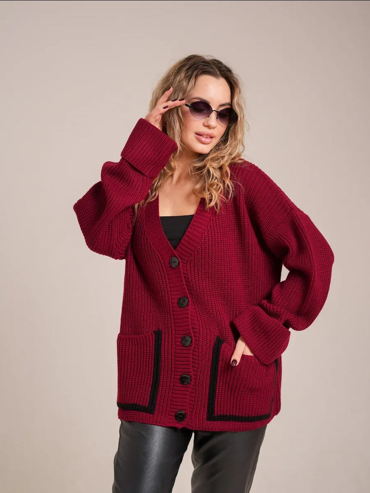 Damen Strickjacke mit tiefen Taschen und lässigem Schnitt Drune