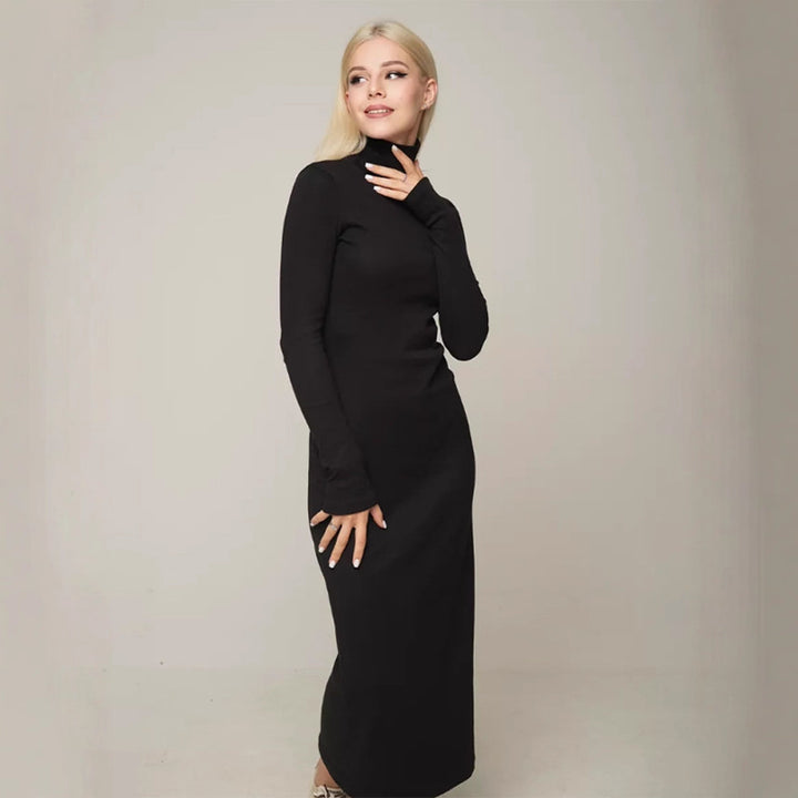 Damen Figurbetontes Rollkragen-Maxikleid aus Feinstrick mit schmaler Silhouette Drune