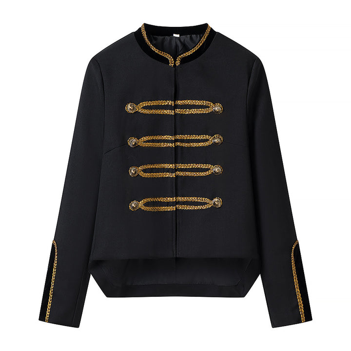 Damen Kurze Militärinspirierte Paradejacke mit goldener Kordelverzierung Drune