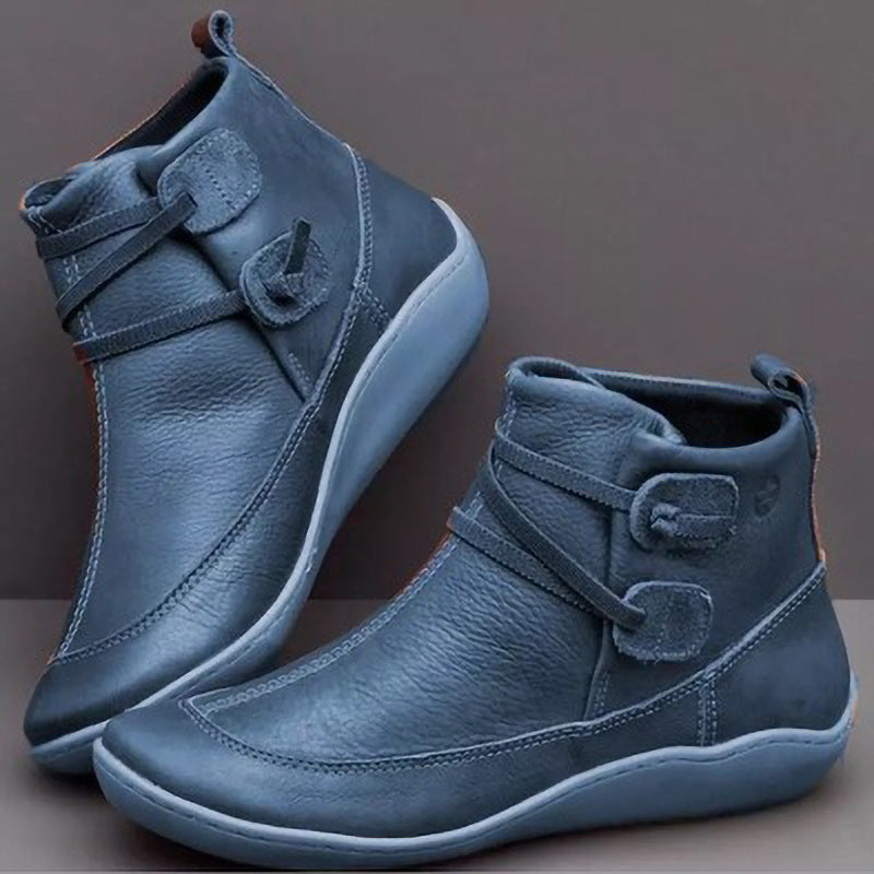 Damen Lederoptik-Stiefelette mit gepolstertem Komfortfußbett und schlanker Plateausohle Drune