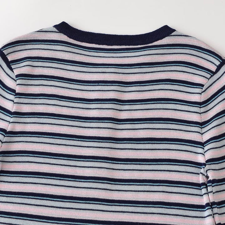 Damen Feinstrick-Henleyshirt mit feiner Streifenstruktur und Knopfblende Drune