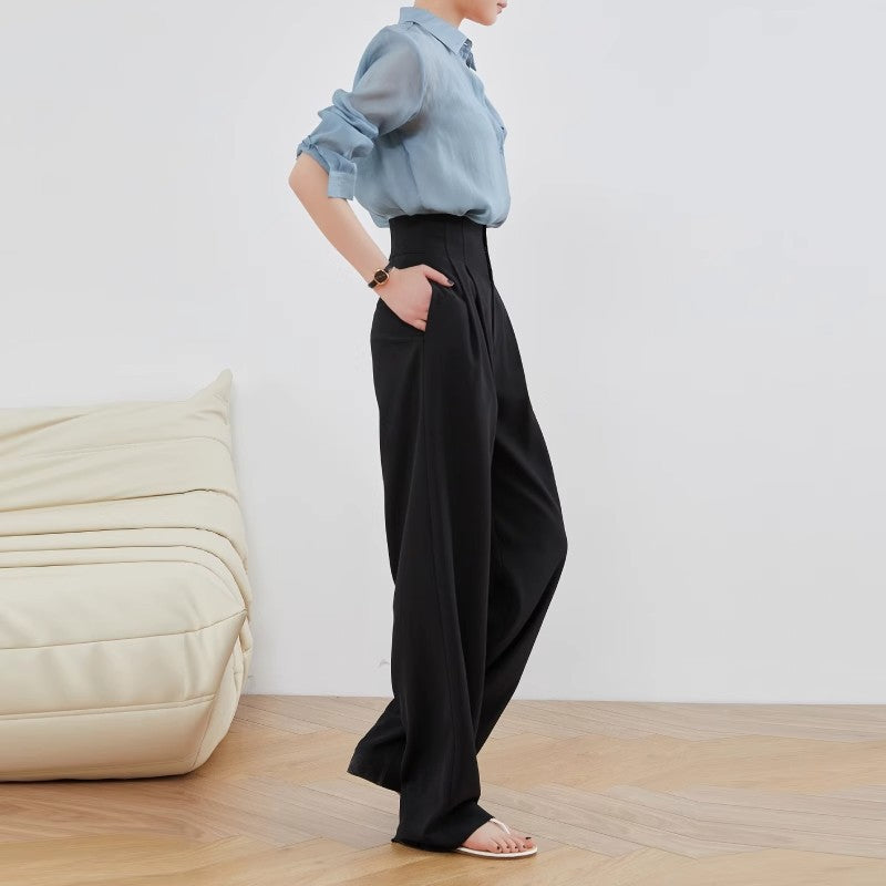 Damen Elegante und lässige High-Waist Stoffhose Drune