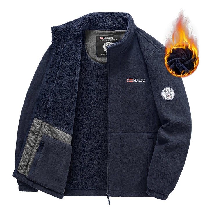 Herren Isolierende Zip‑Fleecejacke mit hohem Kragen und Soft‑Teddyinnenfutter Drune
