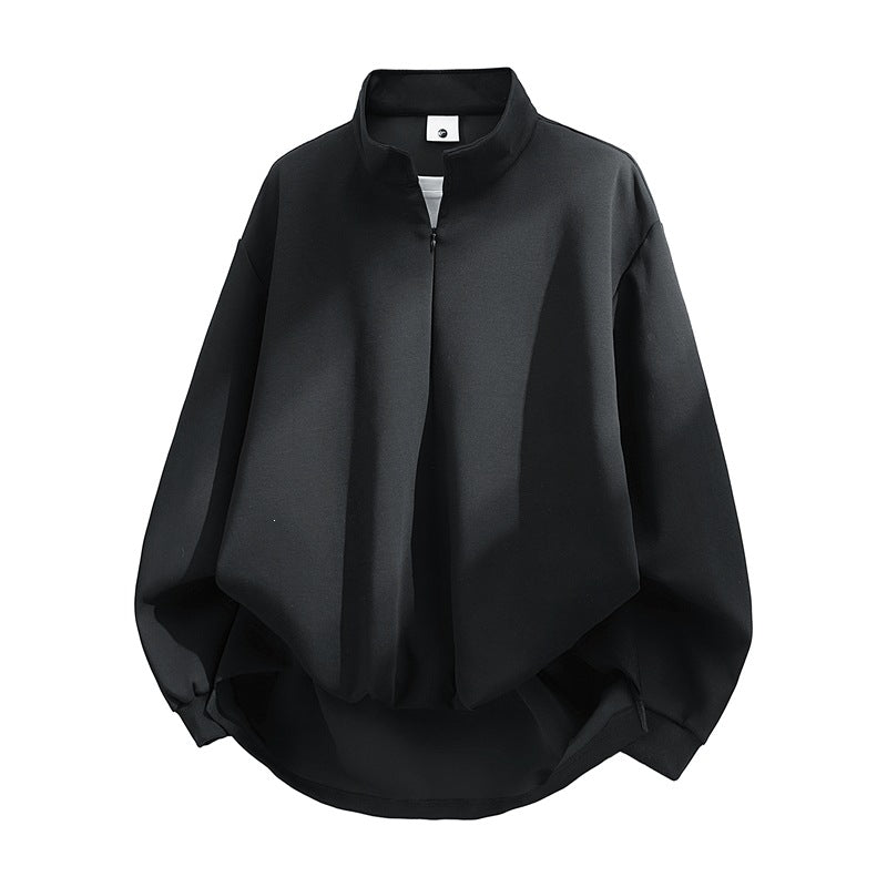Unisex Oversize-Sweatshirt mit Stehkragen, Halbreißverschluss und ballonförmigem Saum Drune