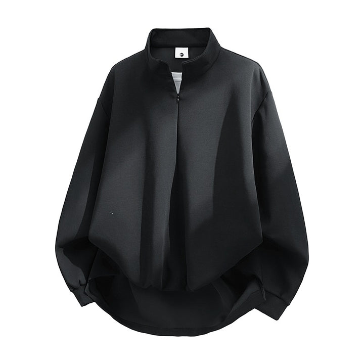 Unisex Oversize-Sweatshirt mit Stehkragen, Halbreißverschluss und ballonförmigem Saum Drune