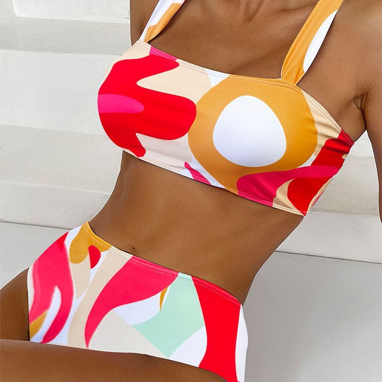 Damen Bikini-Set mit modischem Quadrat-Muster Drune
