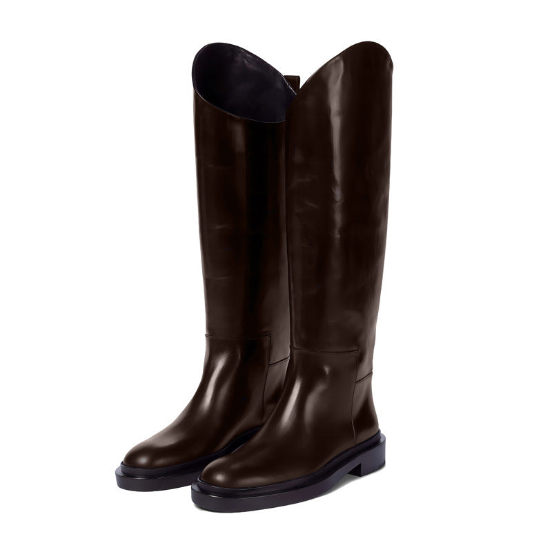 Damen Tall Leder Reitstiefel Drune