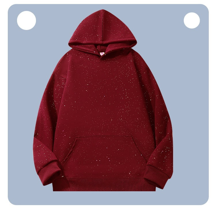 Unisex Oversize-Kapuzenpullover aus French-Terry mit Kängurutasche & dezenter Sprenkeloptik Drune
