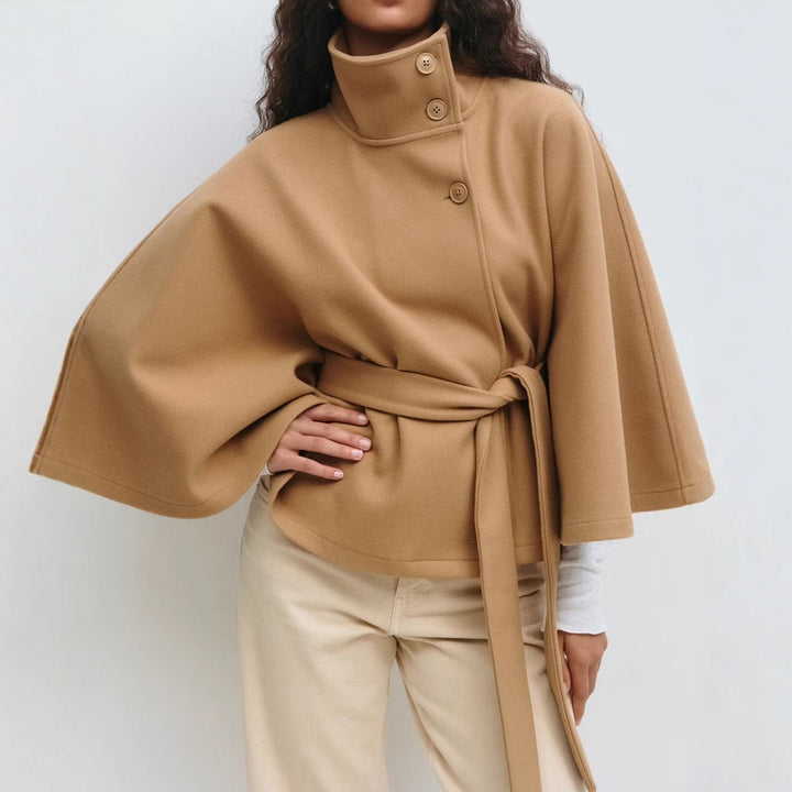 Damen Kapuzenjacke mit breiten Ärmeln und Taillengürtel Drune