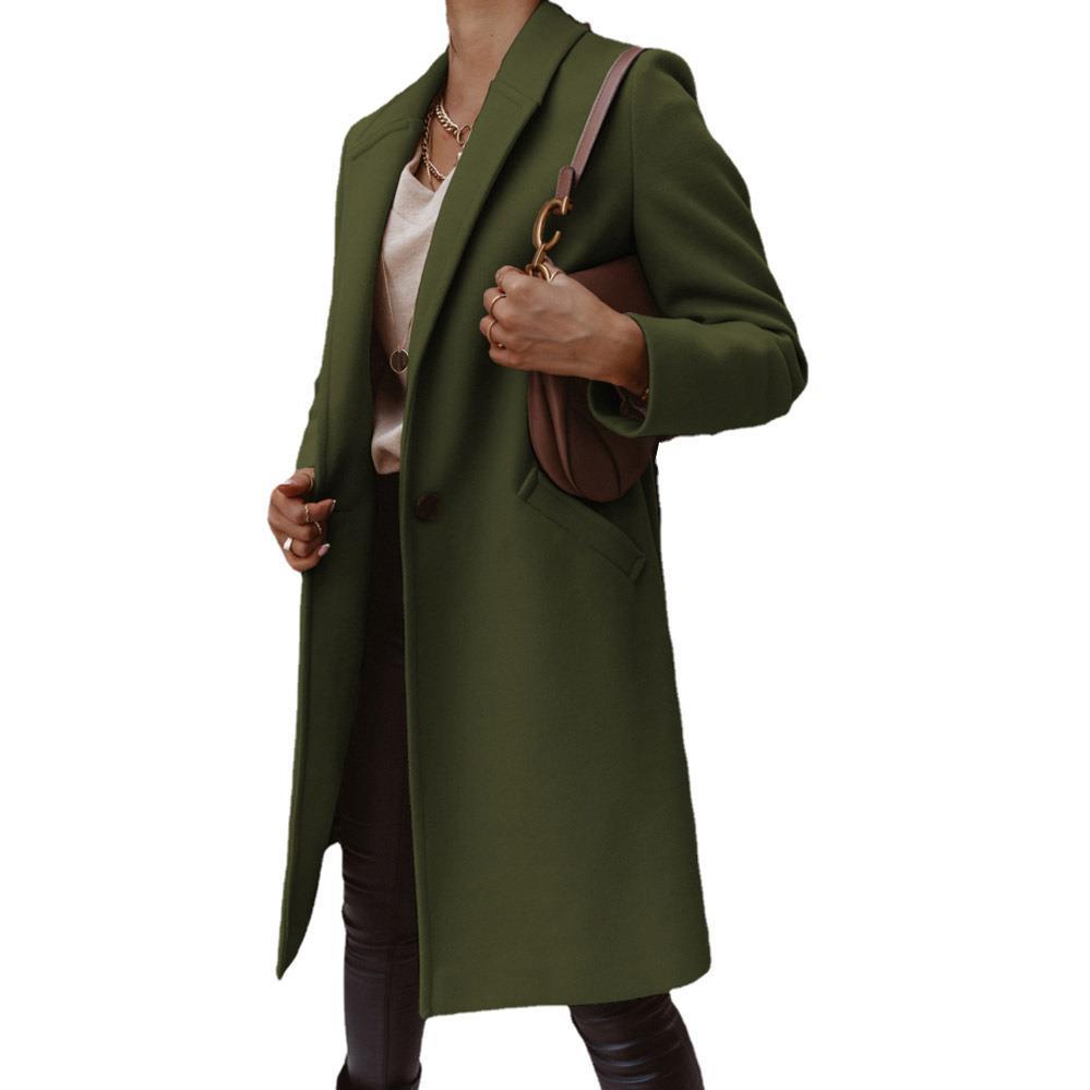Damen Mantel mit fallendem Revers, geradem Schnitt und Leistentaschen Drune